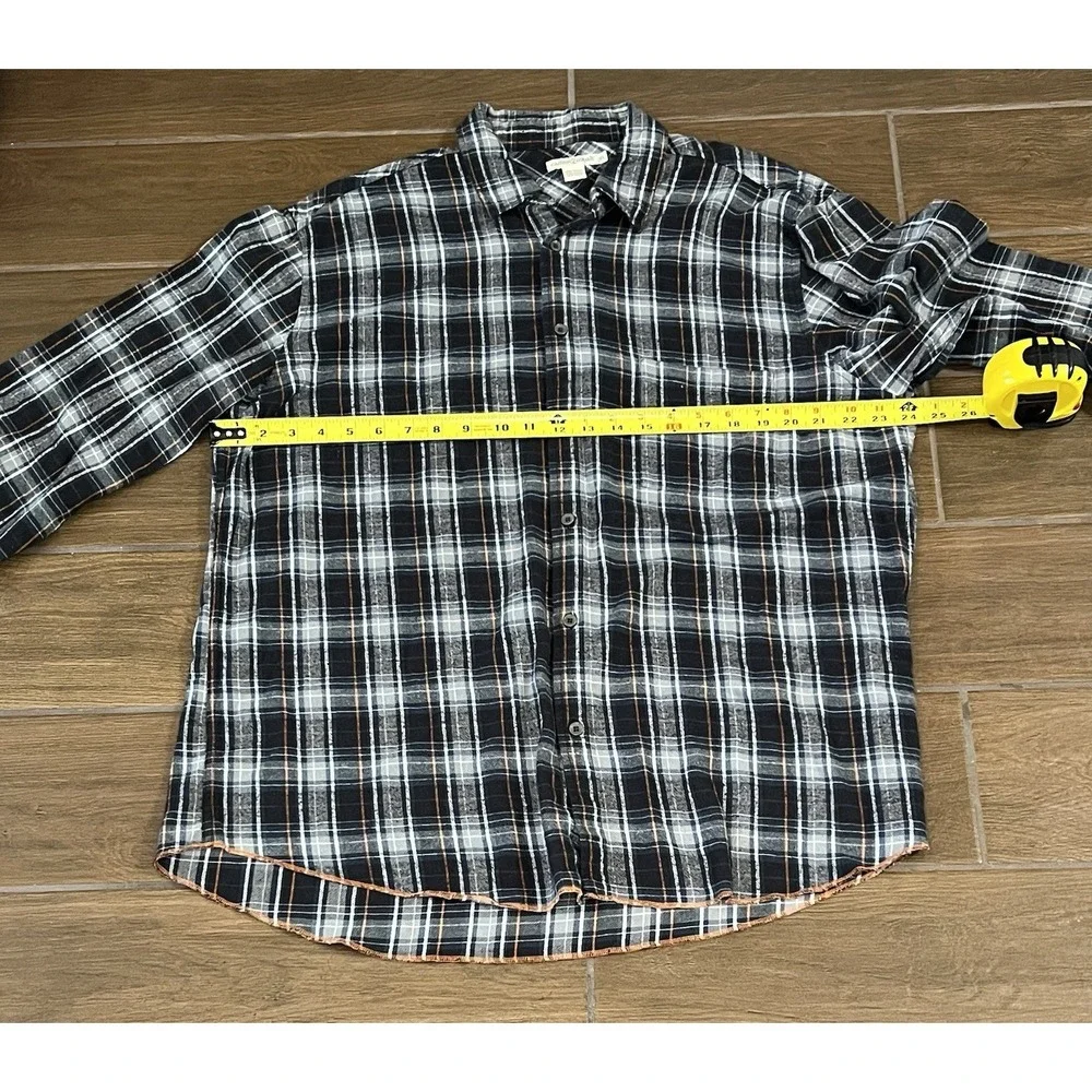 Carbon 2 Cobalt Men's Flannel Shirt Xtra Large Grey Blue Plaid Button Up Casual - Picture 5 of 6